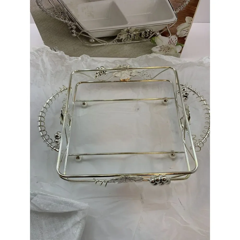 Cordon Bleu Silver Plated Grape Square Sectional Server W/Handles New‎ Open Box